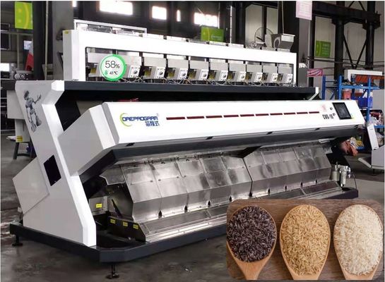 품질  10 Chutes Rice Color Sorter Large Capacity Black White Red Brown Waterfall Structure 2520Kg 공장